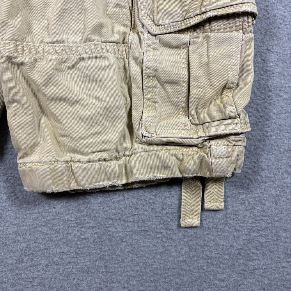 Vintage Y2K American Eagle Mens 30 Cargo Shorts Tan Khaki Longer Length Military - Picture 4 of 12